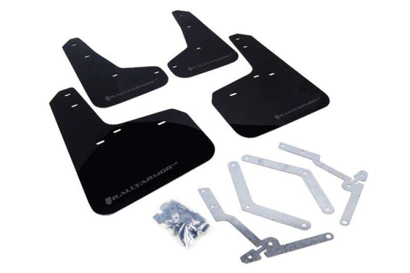 Garde-boue noir Rally Armor 12-19 Ford Focus ST / 16-19 RS avec logo gris