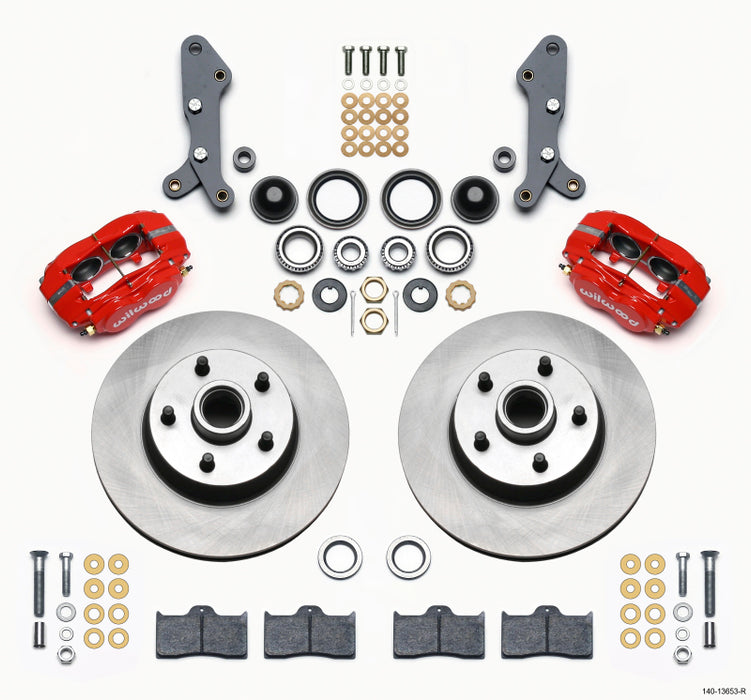 Kit avant Wilwood Forged Dynalite-M 11,30 pouces 1 pièce Rotor et moyeu rouge 60-68 Ford / Mercury pleine grandeur