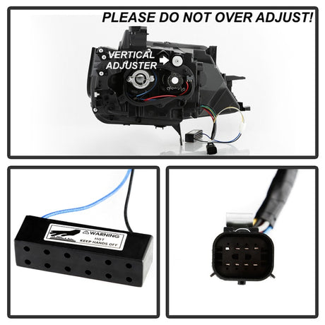 Phares halogènes DRL Proj xTune 14-18 pour Chevy Impala (sauf Limited) - Noir (PRO-JH-CIM15-LB-BK)