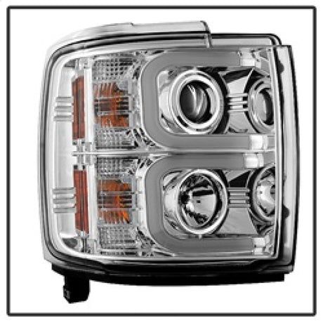 Phares de projecteur Spyder Chevy Silverado 2014-16 2500 HD avec barre lumineuse DRL Chrm PRO-YD-CSHD14-LBDRL-C