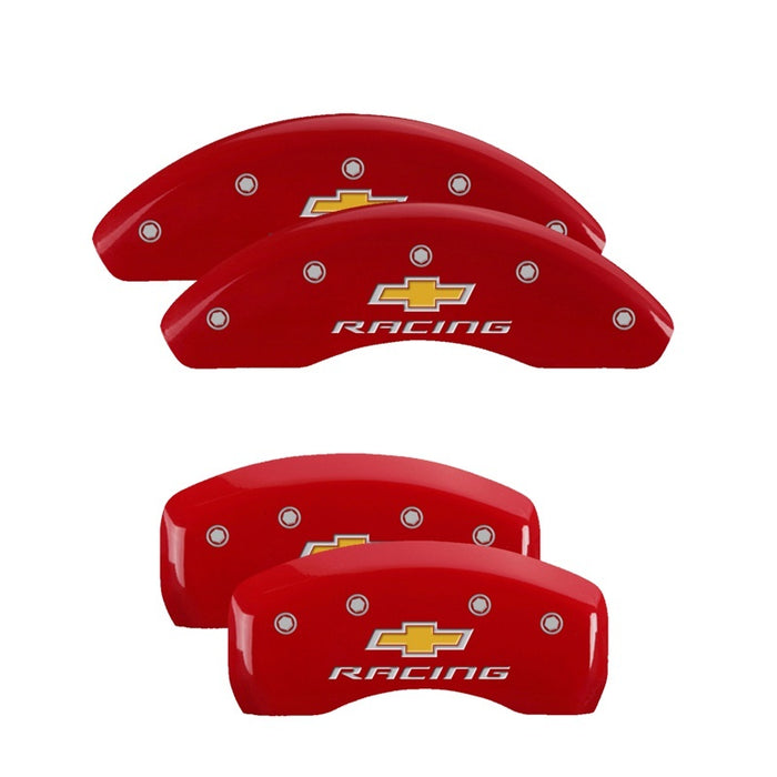 Couvre-étriers MGP 4 gravés F &amp; R Chevy Racing Red Finish Silver Char 2018 Chevrolet Equinox