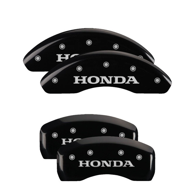 MGP Front set 2 Caliper Covers Engraved Front Honda Black finish silver ch