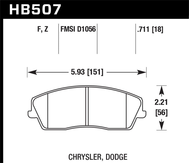 Plaquettes de frein avant pour Dodge Challenger SE 09-10/Charger SE 06-10/Chrysler 300 HPS Street 05-10