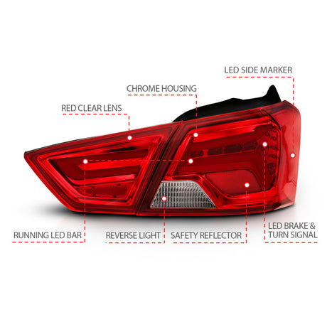 Feux arrière à LED ANZO 14-18 Chevrolet Impala Rouge/Clair