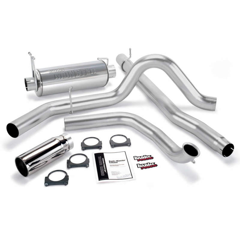 Système d'échappement Banks Power Monster 99-03 Ford 7,3 L - Échappement simple SS avec embout chromé