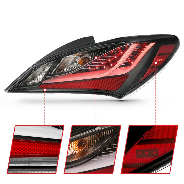 ANZO 10-13 Hyundai Genesis 2DR Feux arrière à LED Fumés