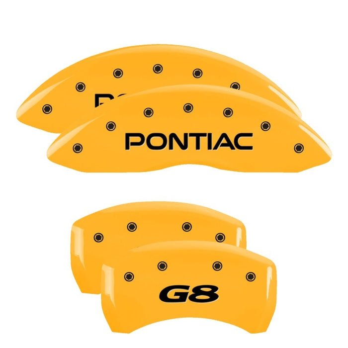 Couvre-étriers MGP 4 gravés avant Pontiac arrière G8 finition jaune noir Char 2008 Pontiac G8