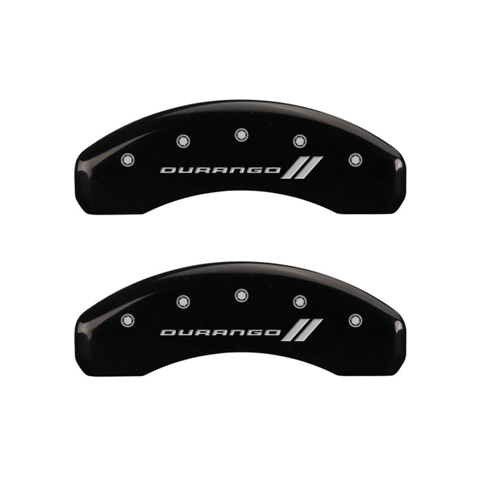 MGP 4 Caliper Covers Engraved Front & Rear With stripes/Durango Black finish silver ch