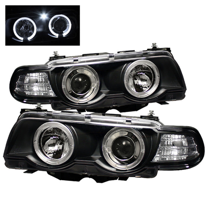 Phares de projecteur Spyder BMW E38 Série 7 99-01 1 pièce Xénon-LED Halo Blk PRO-YD-BMWE3899-HID-HL-BK