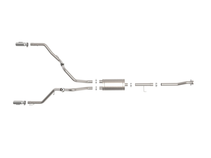 Échappement arrière de catalyseur aFe Vulcan 3 pouces 304 SS 2021 Ford F-150 V6 2,7 L/3,5 L (tt)/V8 5,0 L avec embouts polis