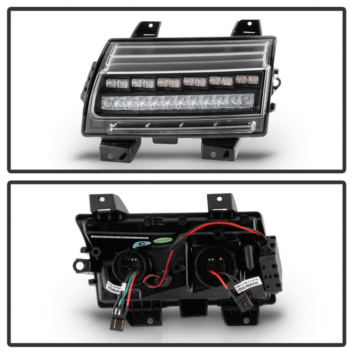 Feux de pare-chocs avant à LED pour Jeep Wrangler Spyder 2018-2019 (modèle halogène uniquement) - Signal séquentiel - Noir