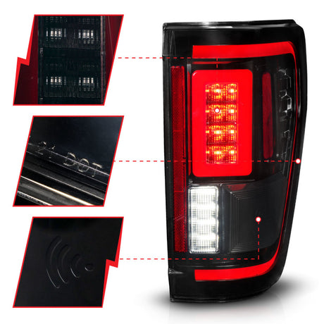 ANZO 21-23 Feux arrière à LED Ford F-150 Seq. Signal avec couvercle BLIS - Fumée noire