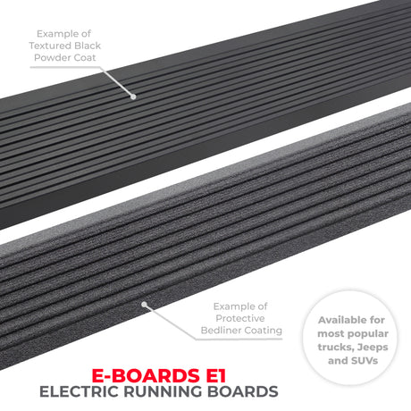 Kit de marchepieds électriques Go Rhino 07-21 Toyota Tundra Crew Cab 4dr E-BOARD E1 - Revêtement de doublure de caisse