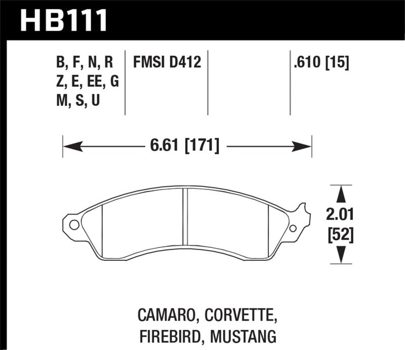 Plaquettes de frein avant hautes performances Street 5.0 pour Chevy Camaro Iroc-Z 1990-1990 (avec freins renforcés)