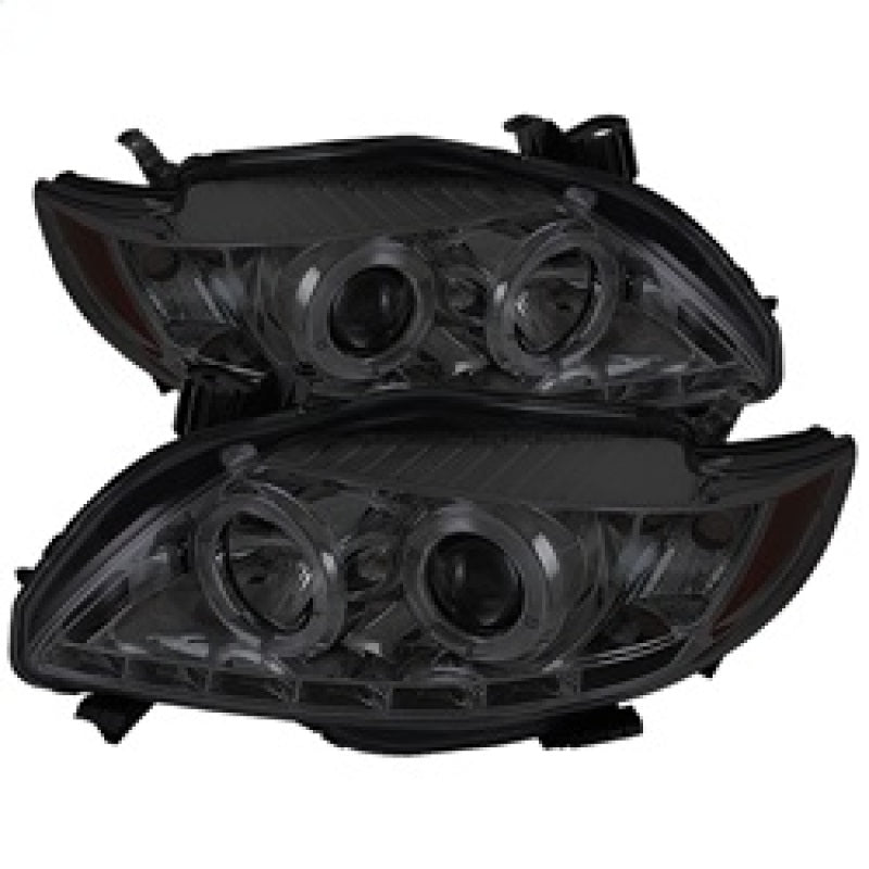 Phares de projecteur Spyder Toyota Corolla 09-10 LED Halo DRL Smke High H1 Low H1 PRO-YD-TC09-DRL-SM