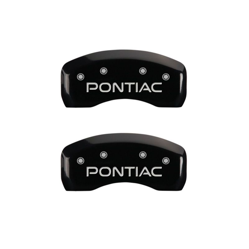 MGP 4 Caliper Covers Engraved Front & Rear Pontiac Black Finish Silver Char 2004 Pontiac GTO