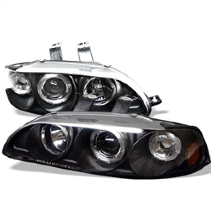 Projecteur Spyder Honda Civic 92-95 2/3DR 1PC LED Halo Ambre Reflctr Blk PRO-YD-HC921P-23D-AM-BK