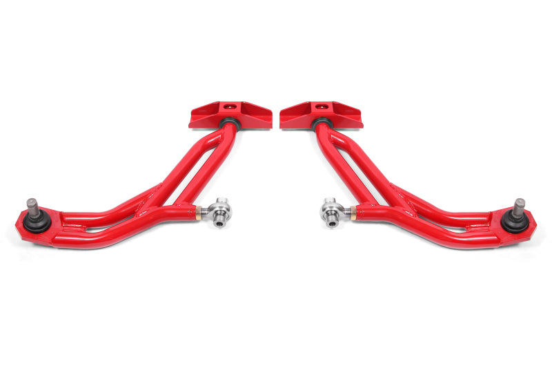 Bras de suspension inférieurs réglables BMR 10-14 Ford Mustang, embout en Delrin/tige avec rotule standard de 19 mm - Rouge