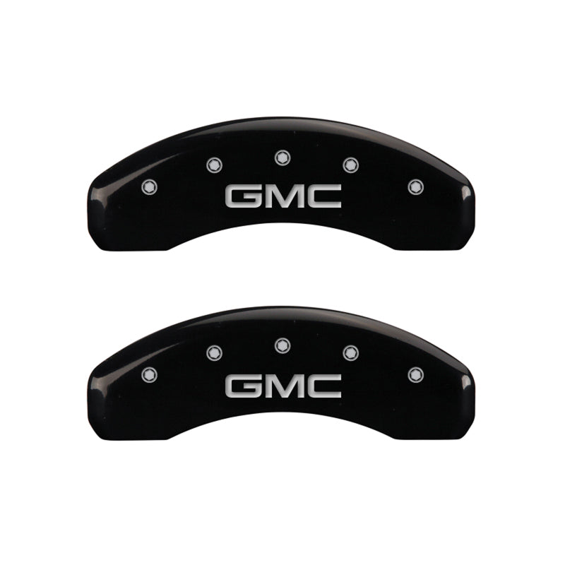 MGP 4 Caliper Covers Engraved Front & Rear GMC Black finish silver ch