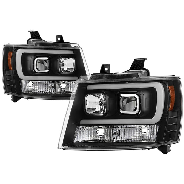 Phares de projecteur à LED Spyder 07-14 Chevy Suburban/Tahoe V2, clignotants, noir PRO-YD-CSUB07V3-SB-BK