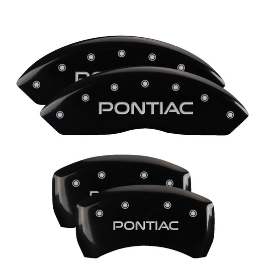 MGP 4 Caliper Covers Engraved Front & Rear Pontiac Black Finish Silver Char 2007 Pontiac Solstice