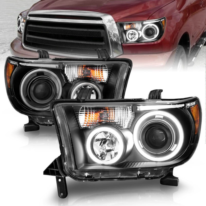 Phares de projecteur ANZO 2007-2013 Toyota Tundra avec halo noir (CCFL)