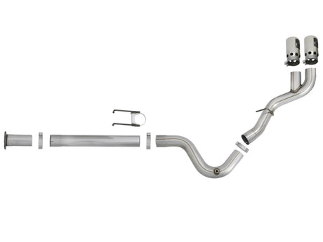 Échappement arrière aFe Rebel XD 4 po SS avec double embout poli pour camions diesel Ford 17-18 V8-6,7 L (td)