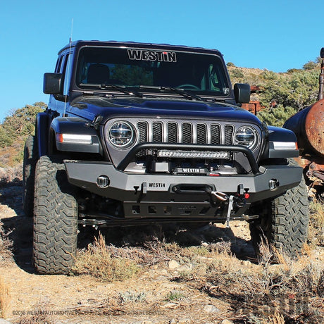 Pare-chocs avant pleine largeur Westin 18-19 Jeep Wrangler JL WJ2 avec pare-buffles noir texturé