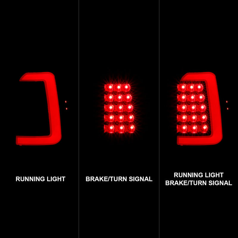 ANZO 1997-2004 Dodge Dakota Feux arrière à LED Boîtier noir Lentille transparente Paire