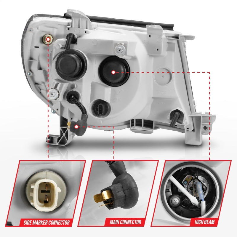 Phares de style barre lumineuse de projecteur ANZO 05-09 Toyota Tacoma avec barre lumineuse C