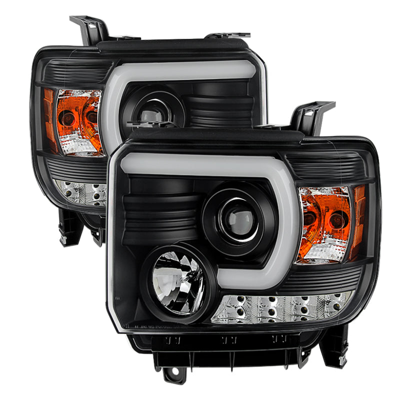 Phares de projecteur Spyder GMC Sierra 14-16 Barre lumineuse DRL Blk PRO-YD-GS14V2-LBDRL-BK