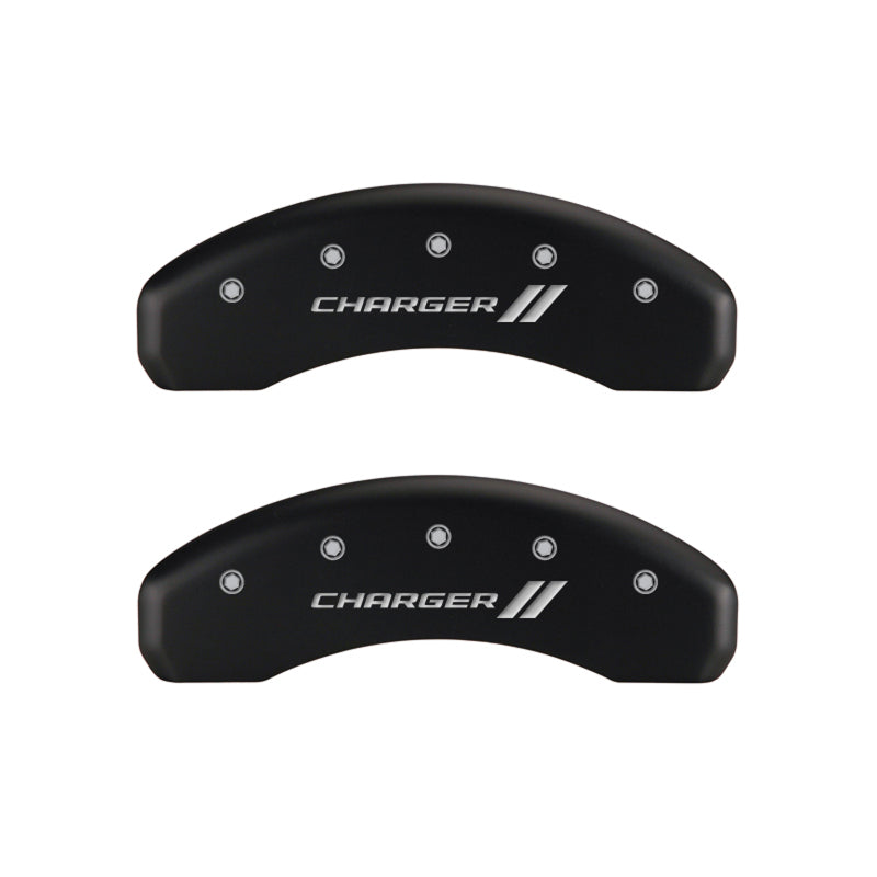 Couvre-étriers MGP 4 gravés à l'avant et à l'arrière avec rayures/finition rouge chargeur argent ch