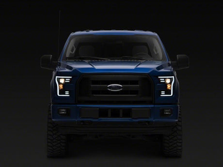 Phares de projecteur Raxiom 15-17 Ford F-150 G3 avec accent LED - Boîtier noir (lentille transparente)