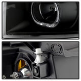 xTune Chevy Silverado 1500/2500/3500 07-13 LED Halo Projector Headlights Black PRO-JH-CSIL07-CFB-BK