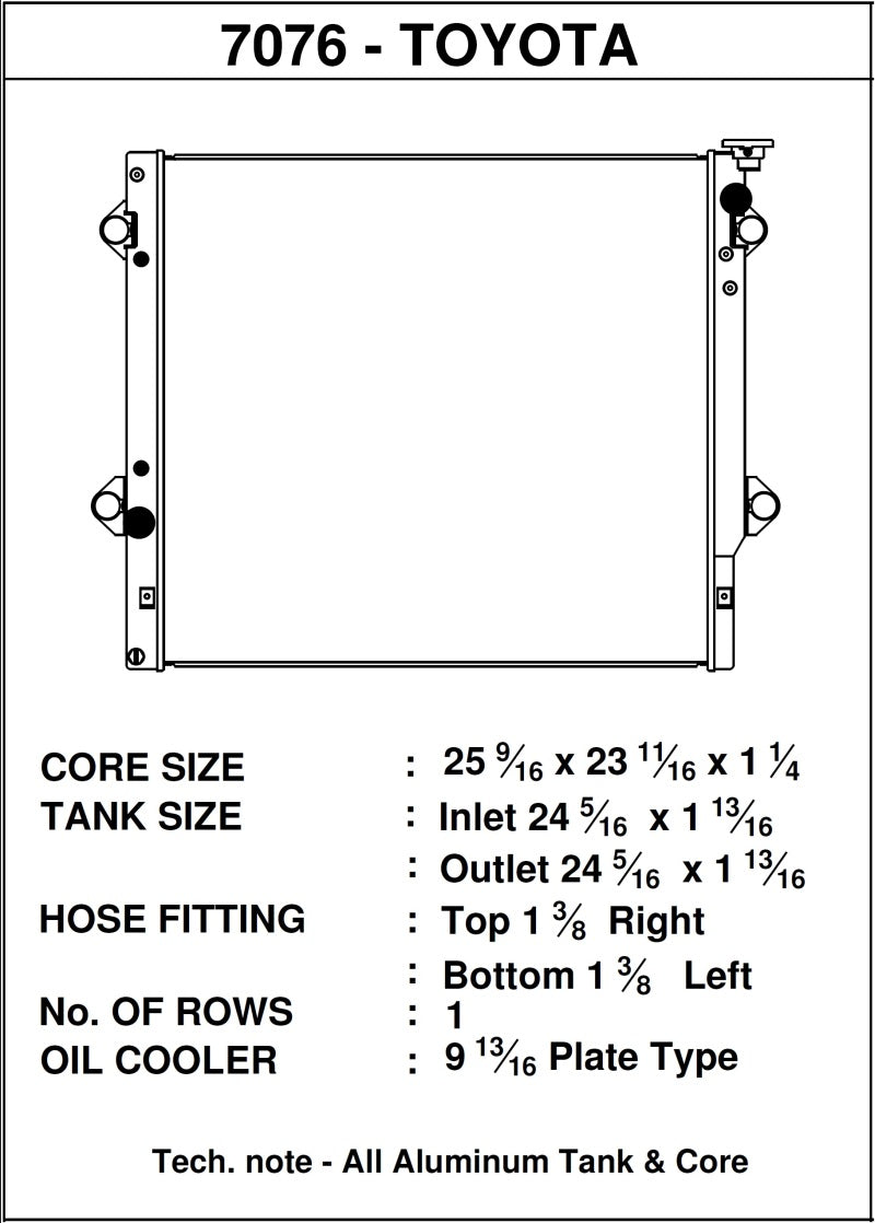 Radiateur CSF 06-14 Toyota FJ Cruiser 4.0L / 03-09 Toyota 4Runner 4.0L / 2010 Toyota 4Runner 2.7L