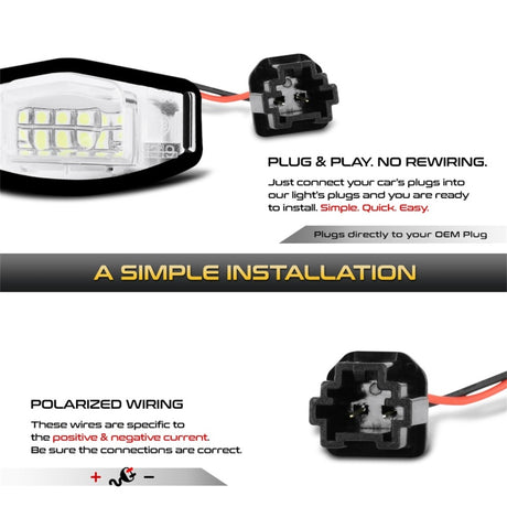 Ensemble d'ampoules LED pour plaque d'immatriculation Xtune 01-15 Honda Civic Blanc 5500K LAC-LP-HA03 - Paire