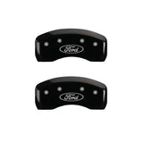 MGP 4 Caliper Covers Engraved Front & Rear Oval Logo/Ford Black Finish Silver Char 2017 Ford Fusion