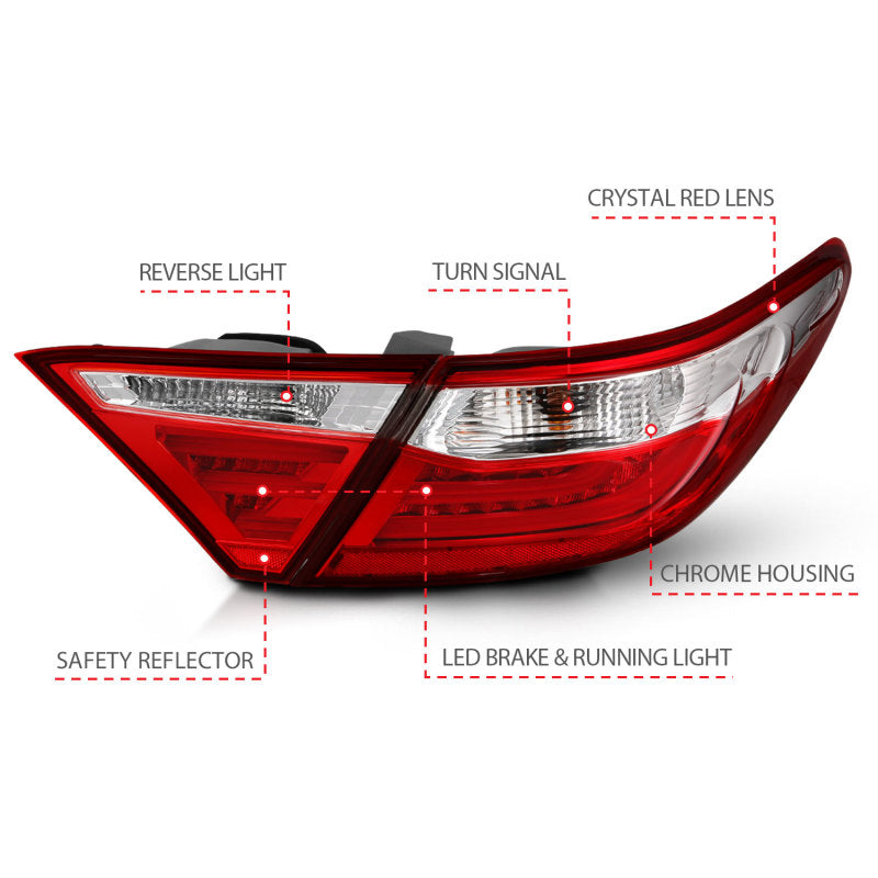 Feux arrière à LED ANZO 2015-2016 Toyota Camry Rouge/Clair