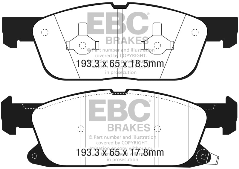 EBC 2016+ Lincoln Continental (10th Gen) 2.7L Twin Turbo Redstuff Front Brake Pads