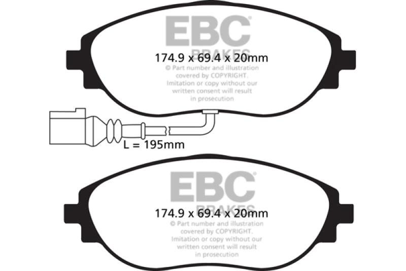 Plaquettes de frein avant EBC 14-20 Audi S3 2.0 Turbo Yellowstuff