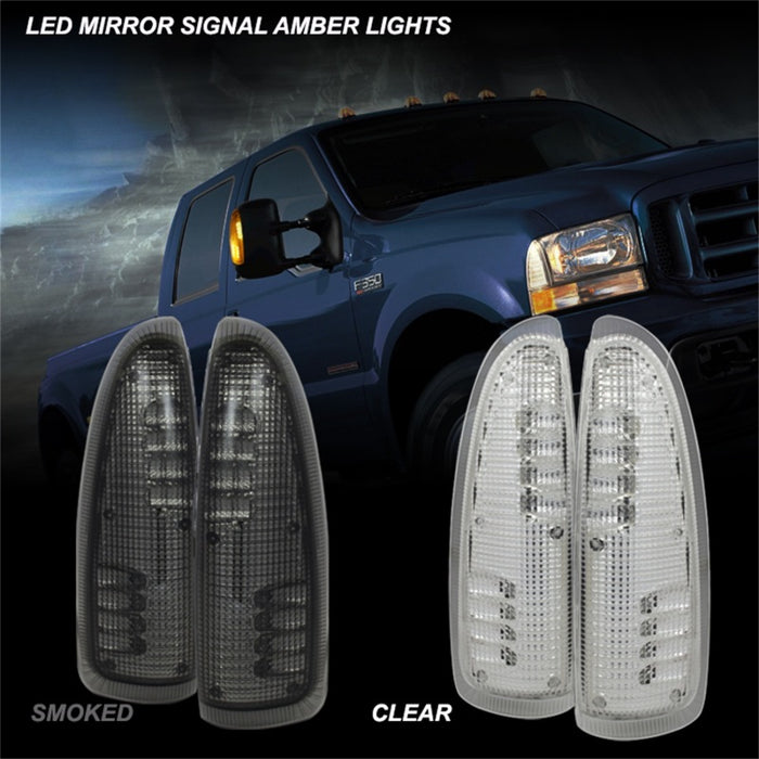 xTune Ford Superduty F250-F650 03-07 Lentille de signalisation de rétroviseur à LED ambre - Transparent ACC-LED-FDSD99-MR-C