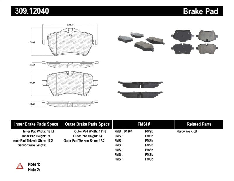 Plaquettes de frein avant StopTech Performance 06-09 Mini Cooper/Cooper S