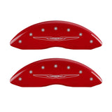Couvre-étriers MGP 4 gravés avant et arrière style 2/Chrysler Wing finition rouge argent ch