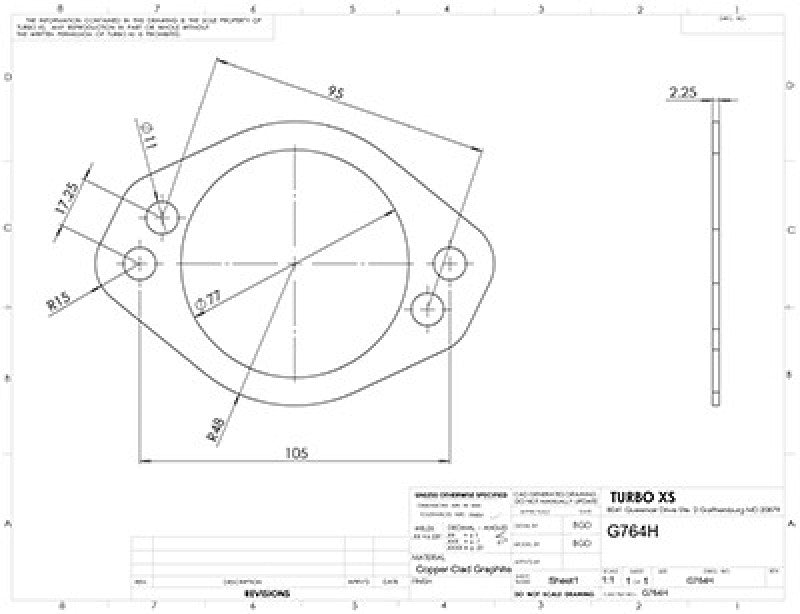 Joint Turbo XS 4 trous 3 pouces 105 mm centre à centre (convient pour WS-MP-V2 / WS02-RMA / WS02-RMA-TI)