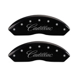 Couvre-étriers MGP 4 gravés avant et arrière cursive/finition noire Cadillac argent ch