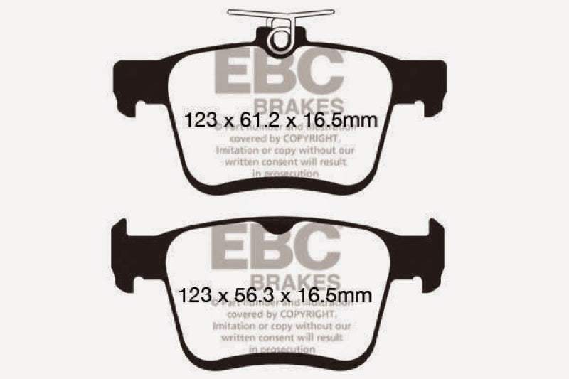 Plaquettes de frein arrière Yellowstuff EBC 2014+ Audi A3 1.8 Turbo (avec frein de stationnement électronique)