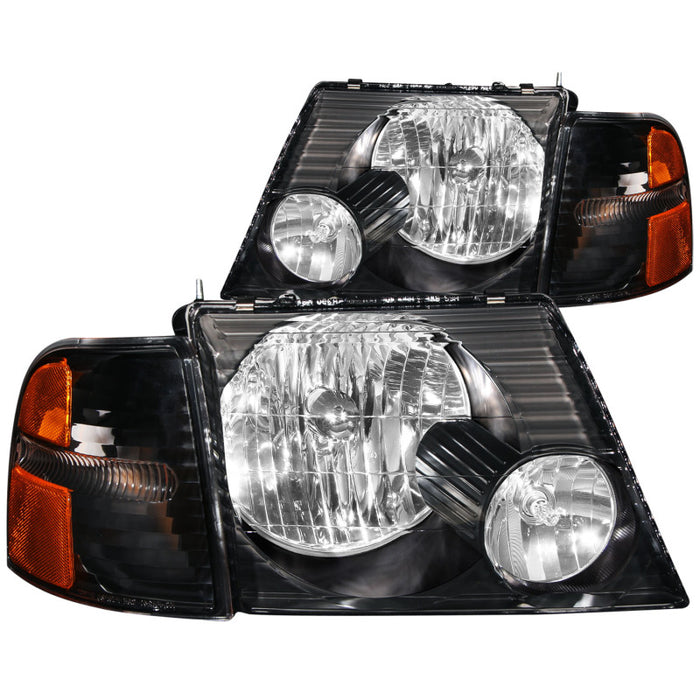 Phares en cristal ANZO 2002-2005 Ford Explorer noir avec feux d'angle 2 pièces