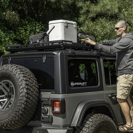 Galerie de toit Rugged Ridge avec panier pour Jeep Wrangler JL 4 portes à toit rigide 18-20