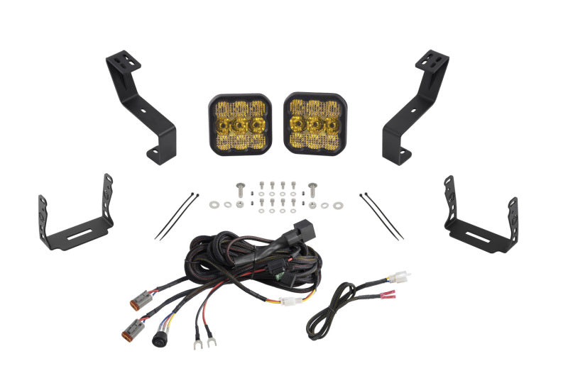 Kit d'éclairage à LED pour pare-chocs SS5 de Diode Dynamics pour Ram 2019 à aujourd'hui - Combo Pro jaune