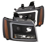 Phares de projecteur ANZO 07-14 Chevy Tahoe avec design de style planche noir avec ambre
